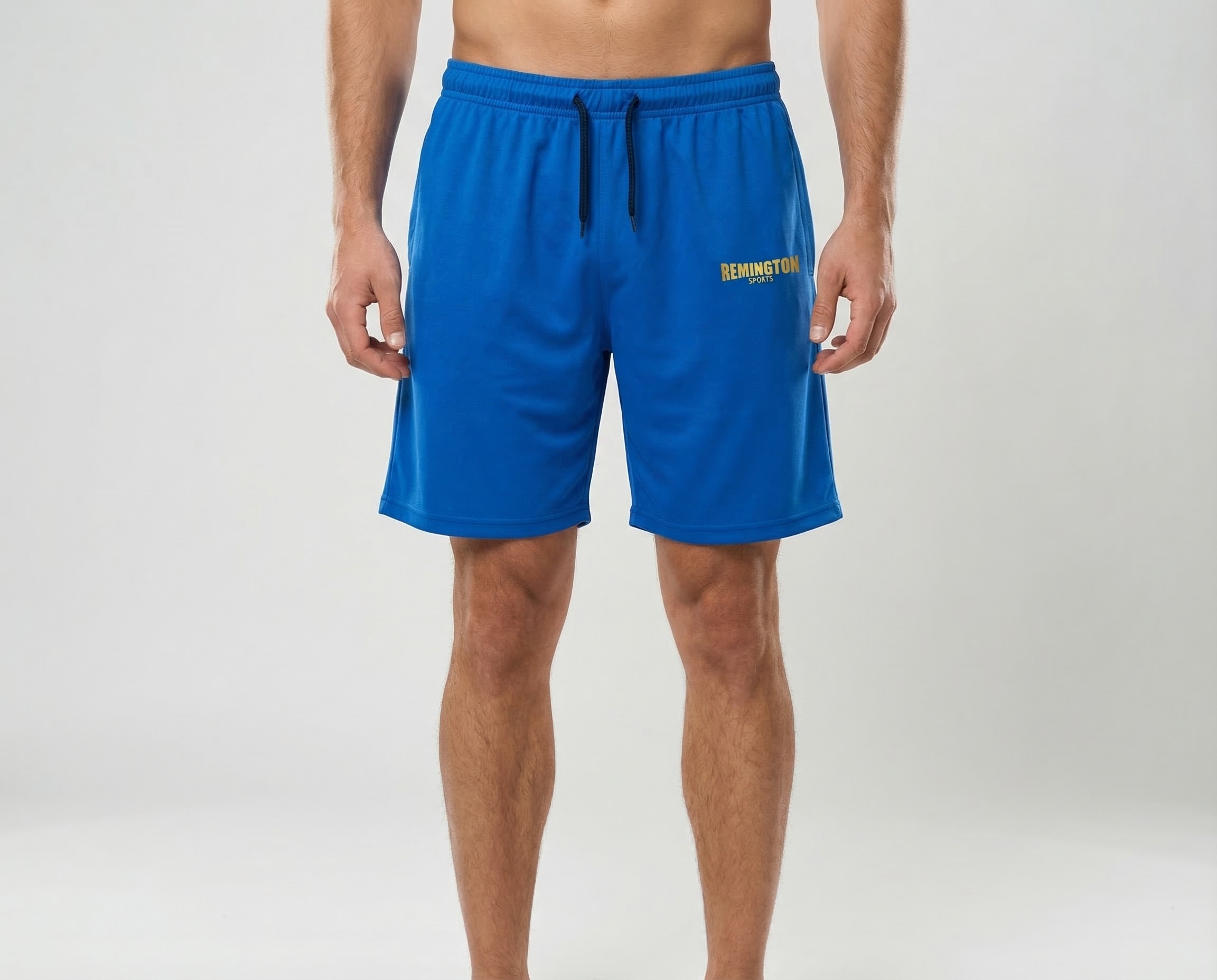 MoveLite royal blue men’s performance training shorts front view