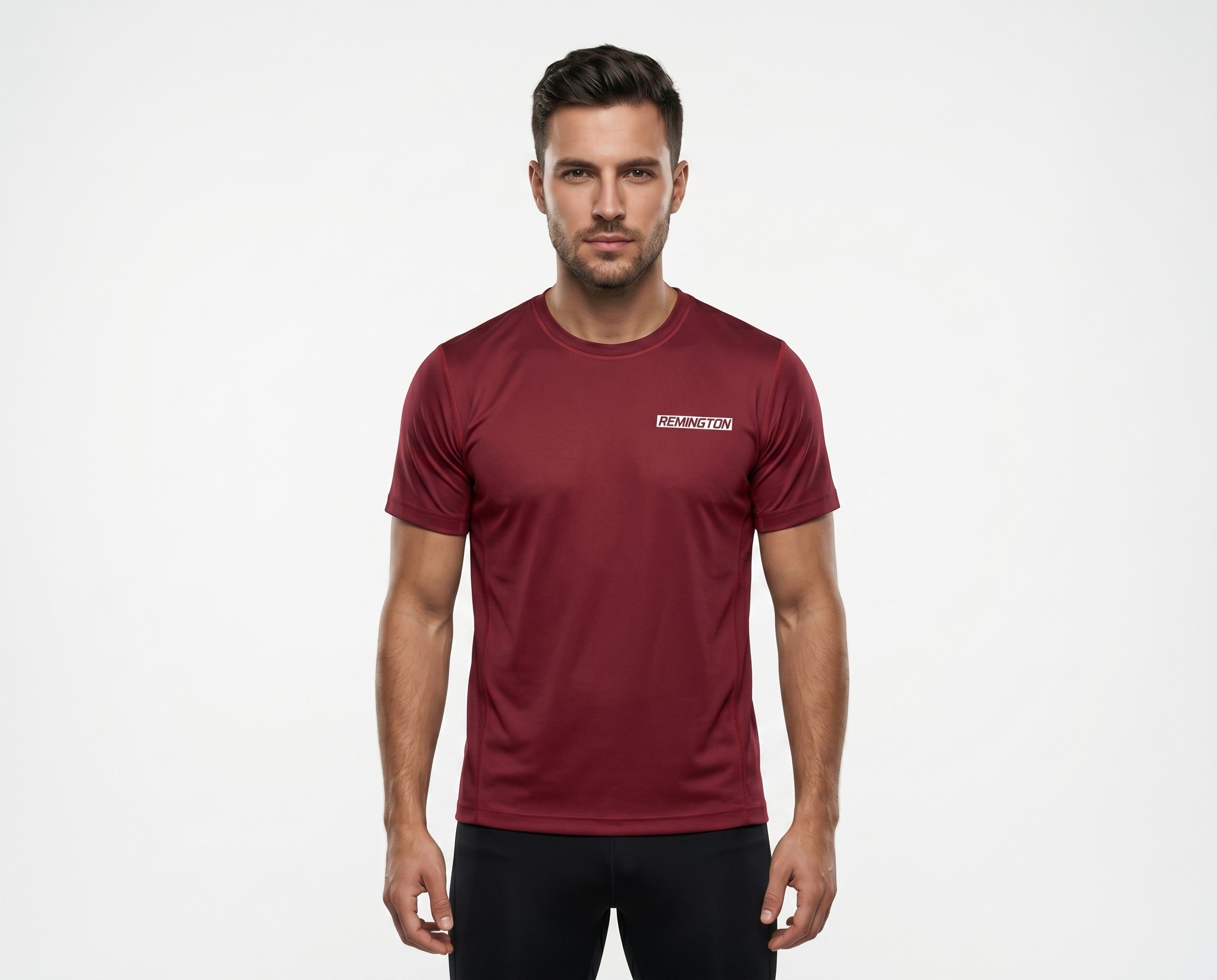 Aero Tee men’s burgundy performance T-shirt with breathable athletic design