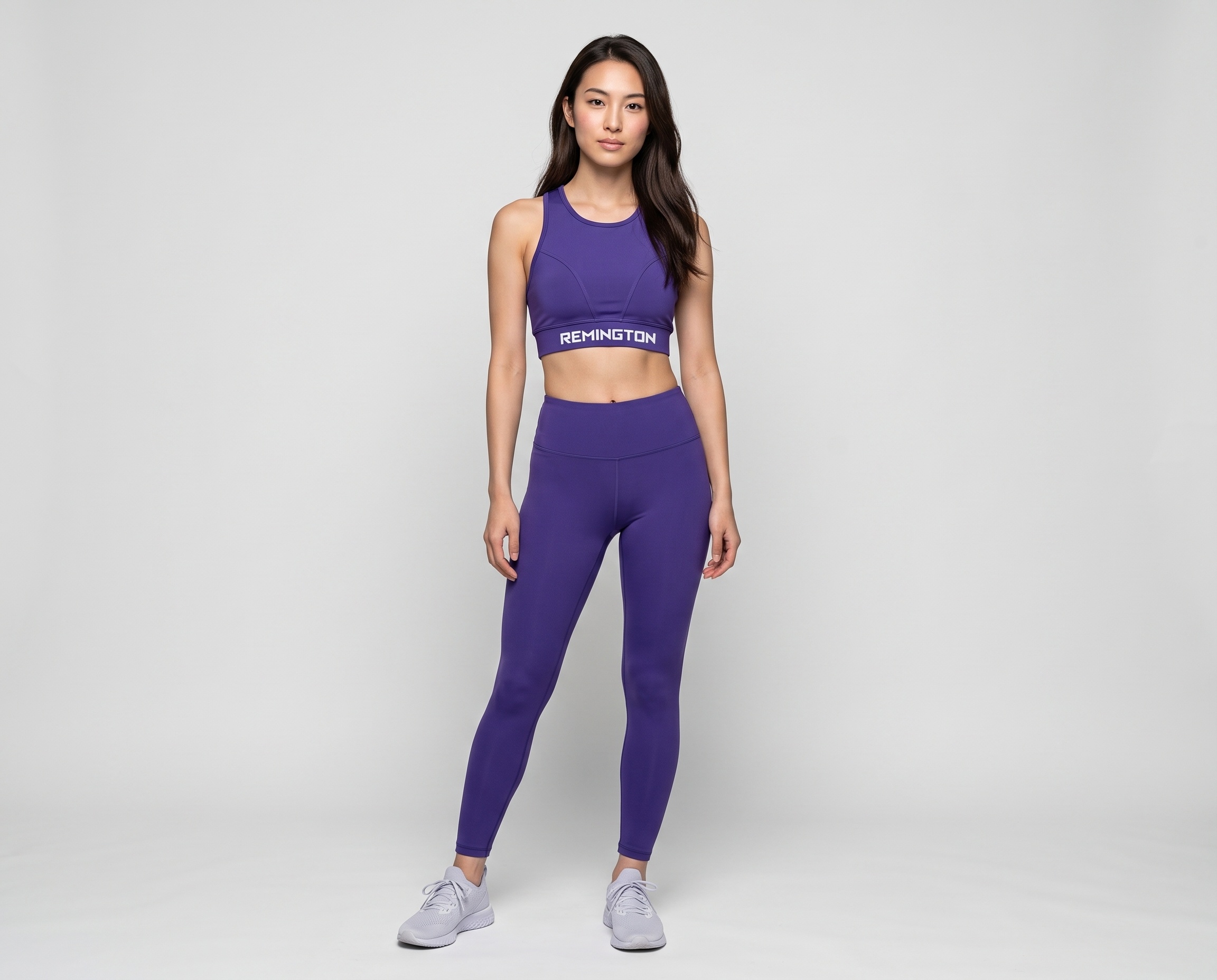 VioletFlow women’s purple yoga set with racerback sports bra and high-waist performance leggings